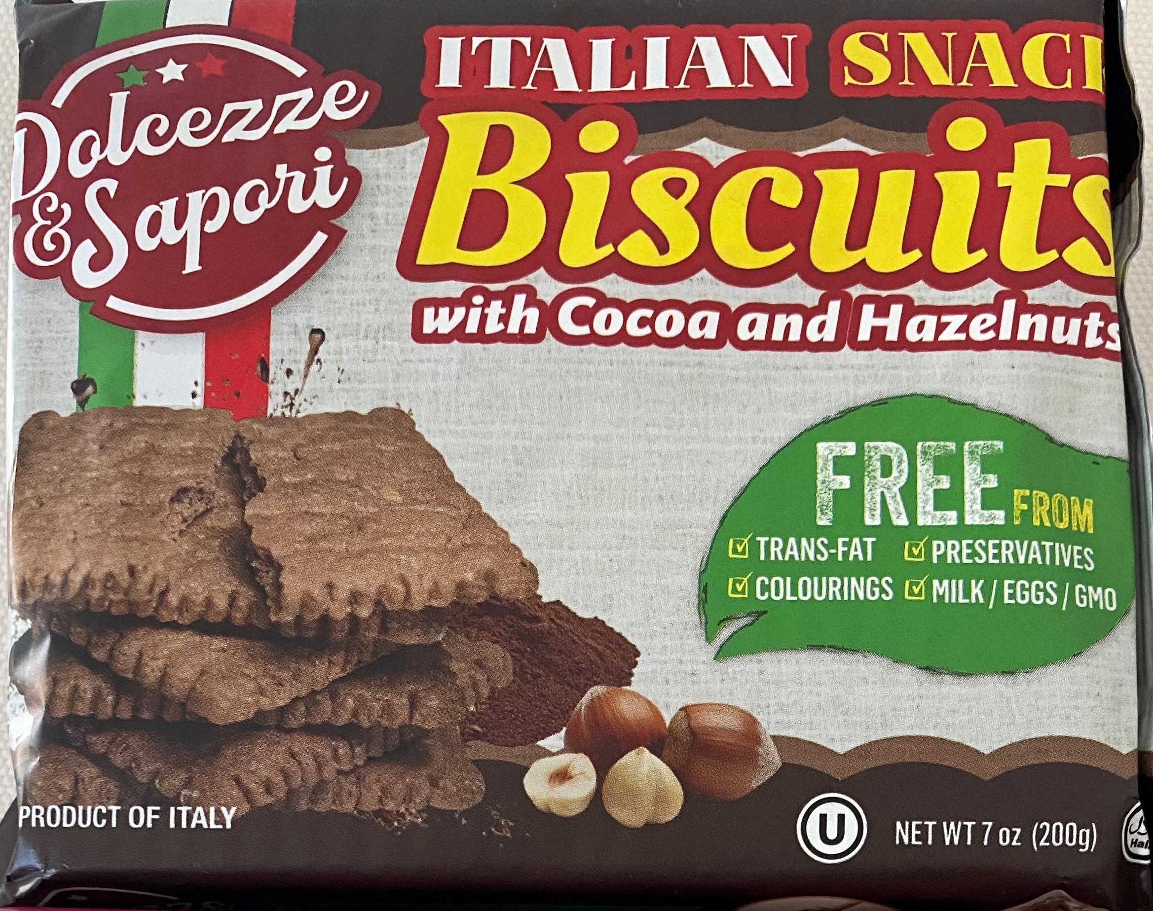 Dolcezze &amp; Sapori Italian Snack Biscuits with Cocoa and Hazelnuts