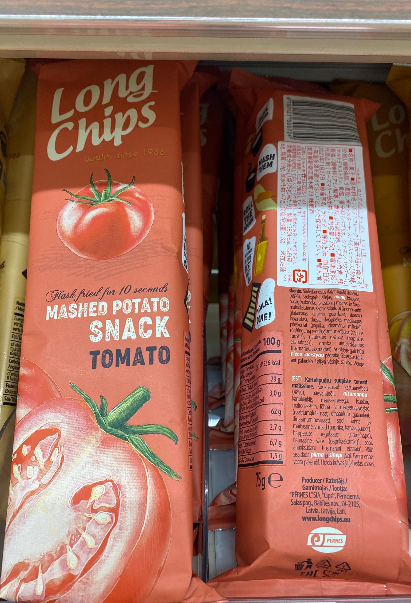 Natural Lawson, Pernes Long Potato Chips, Tomato flavoured