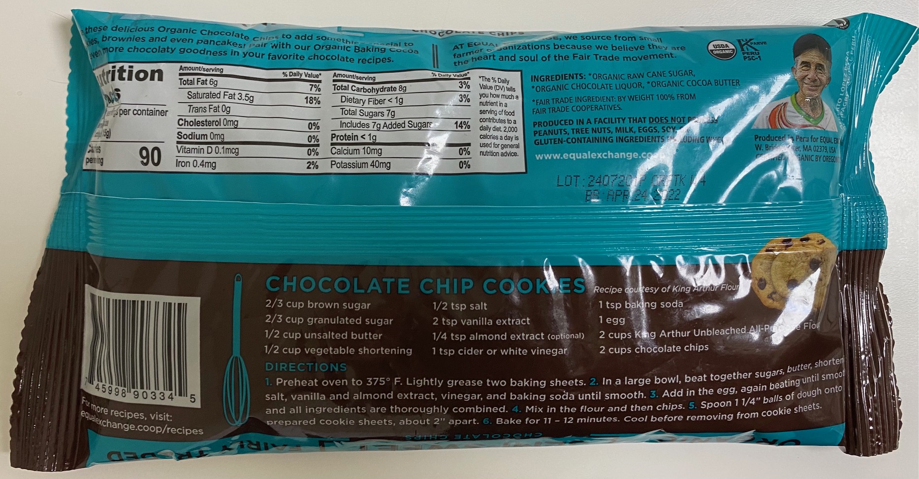 Equal Exchange Semi-Sweet Chocolate Chips back of package