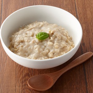 Sea and Earth Deli Soymilk Genmai Porridge stock photo